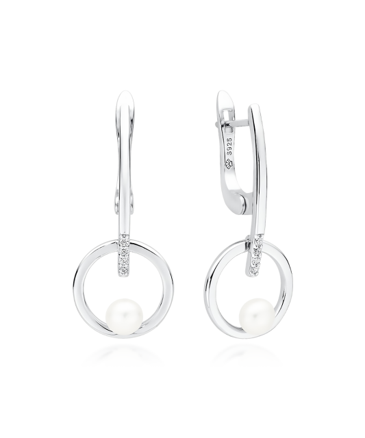 Sudraba auskari ar pērlēm un cirkonijiem - Goldinga