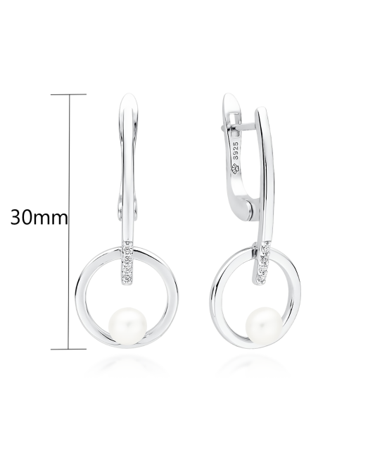 Sudraba auskari ar pērlēm un cirkonijiem - Goldinga