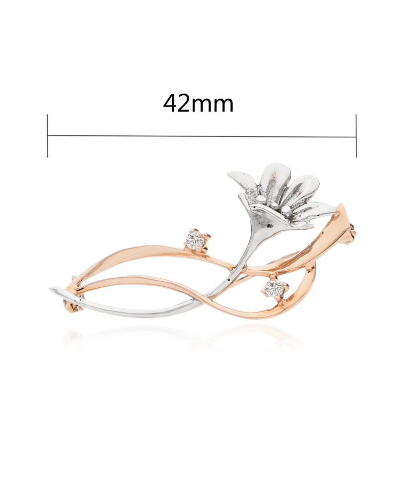 Zelta sakta ar cirkonijiem "Puķe" - Goldinga