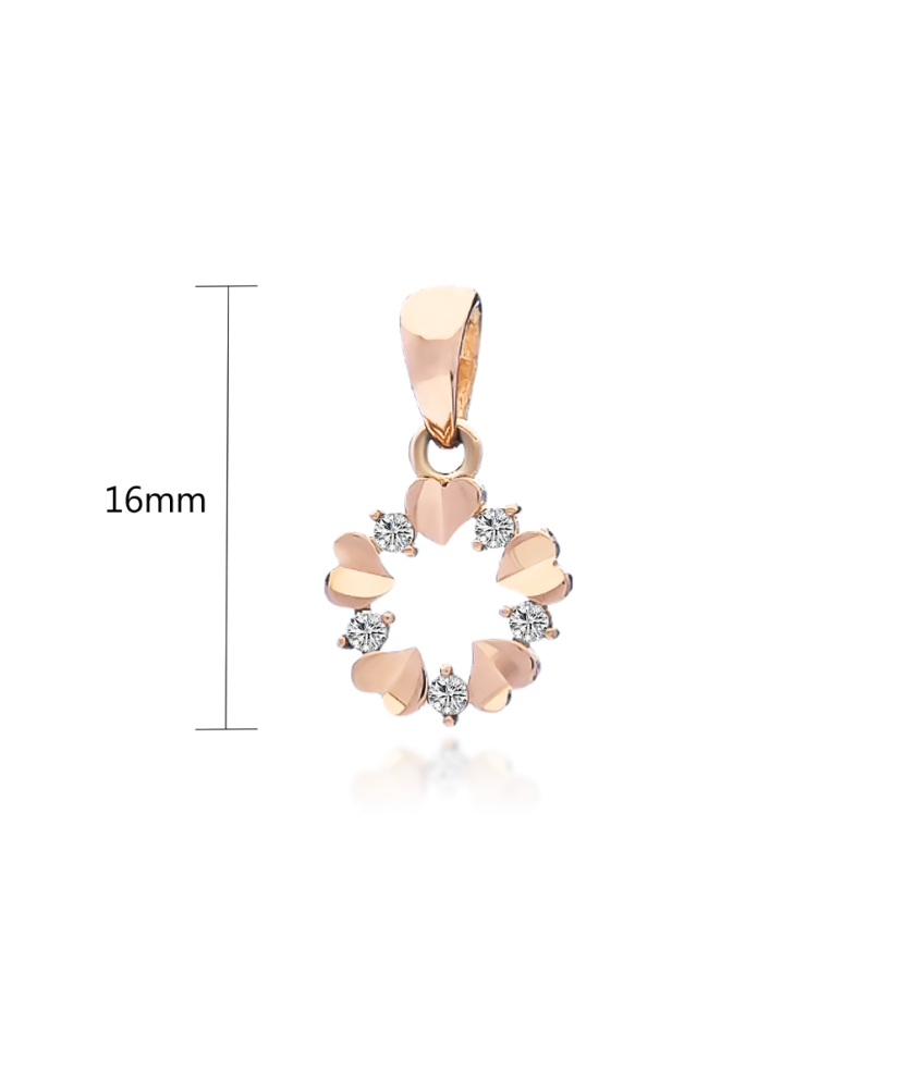 Золотая подвеска с цирконами "Венок из сердечек"