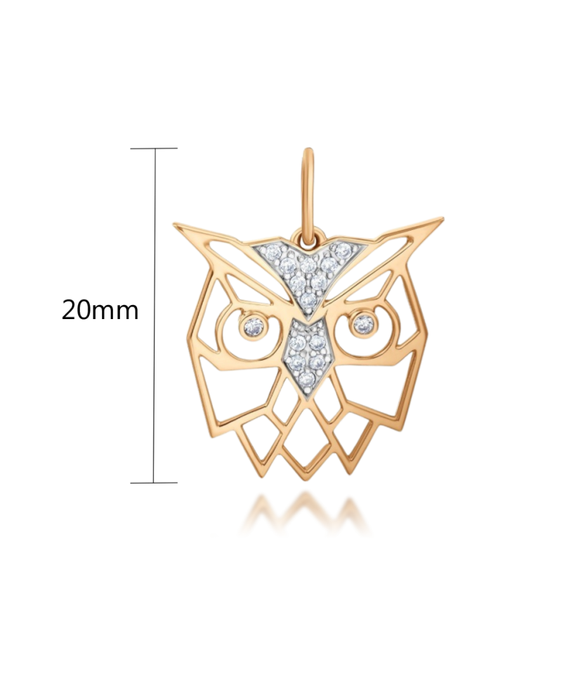 Zelta piekariņš ar cirkonijiem "Pūce" - Goldinga