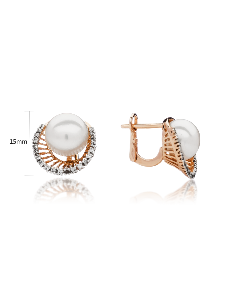 Zelta auskari ar pērlēm un cirkonijiem - Goldinga