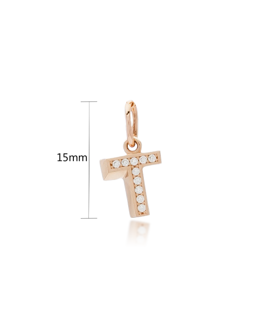 Золотой подвеска с цирконами буква "T"