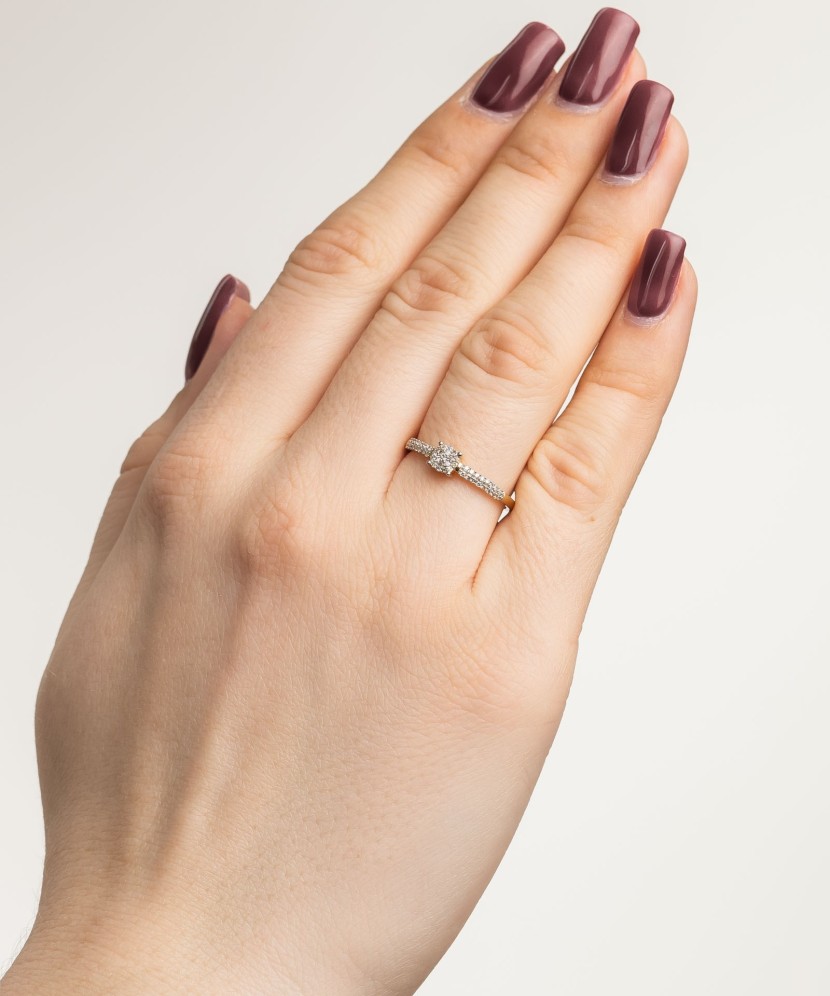 Dzeltena zelta gredzens ar dimantiem - Goldinga