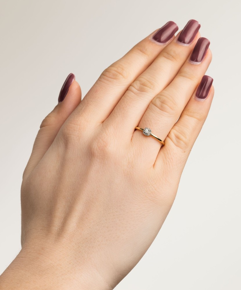 Dzeltena zelta gredzens ar dimantiem - Goldinga