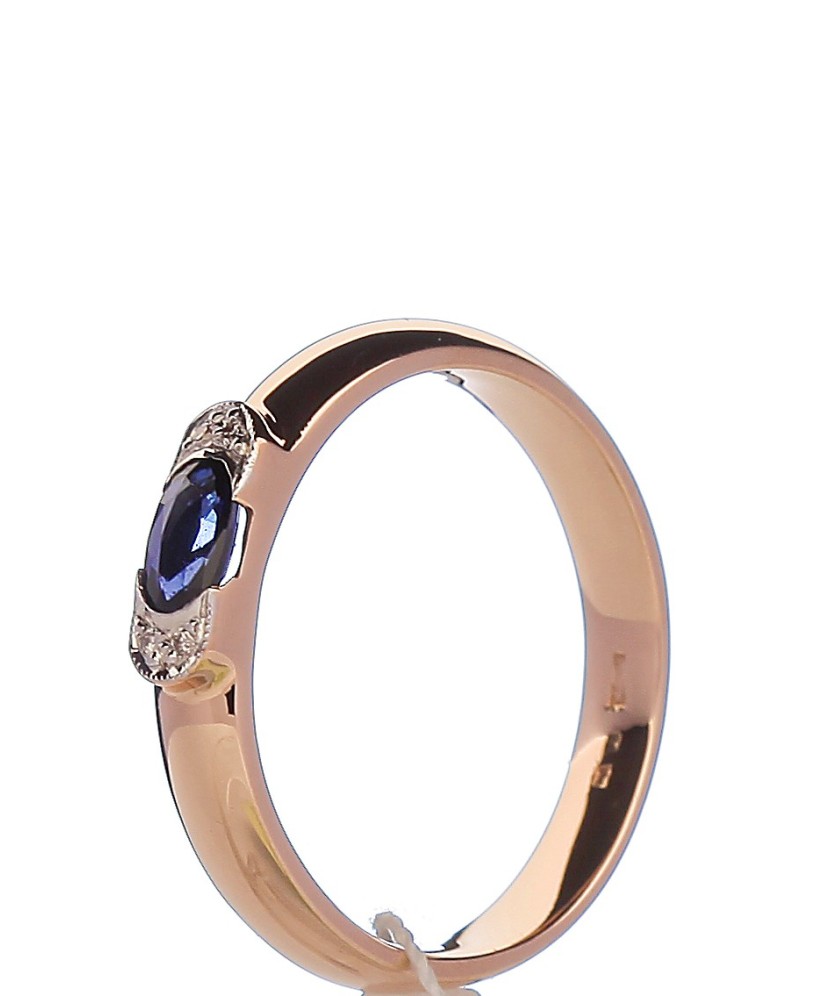 Zelta gredzens ar safīru un briljantiem - Zelta Gredzeni - Goldinga