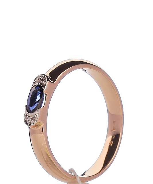 Zelta gredzens ar safīru un briljantiem - Zelta Gredzeni - Goldinga