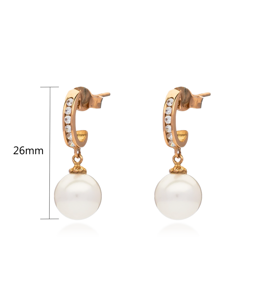 Золотые серьги с жемчугом и цирконами