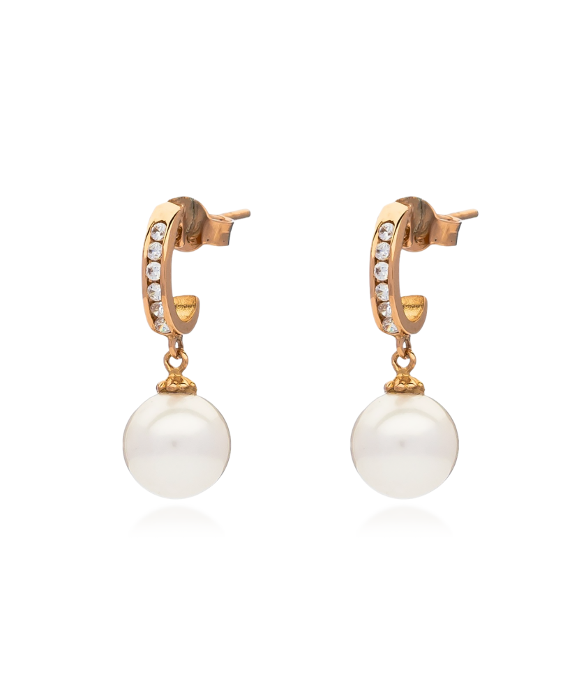 Zelta auskari ar pērlēm un cirkoniju - Goldinga