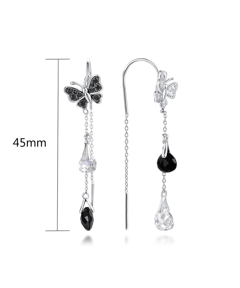 Позолоченные серьги из серебра с ониксом и цирконами