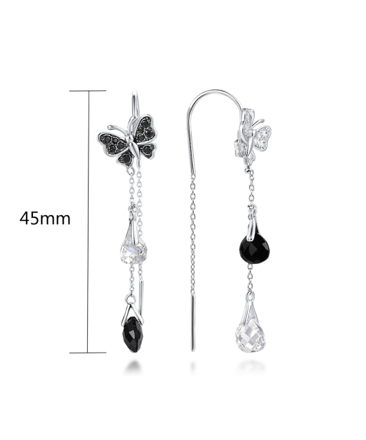 Apzeltīti sudraba auskari ar oniksu un cirkonijiem - Goldinga