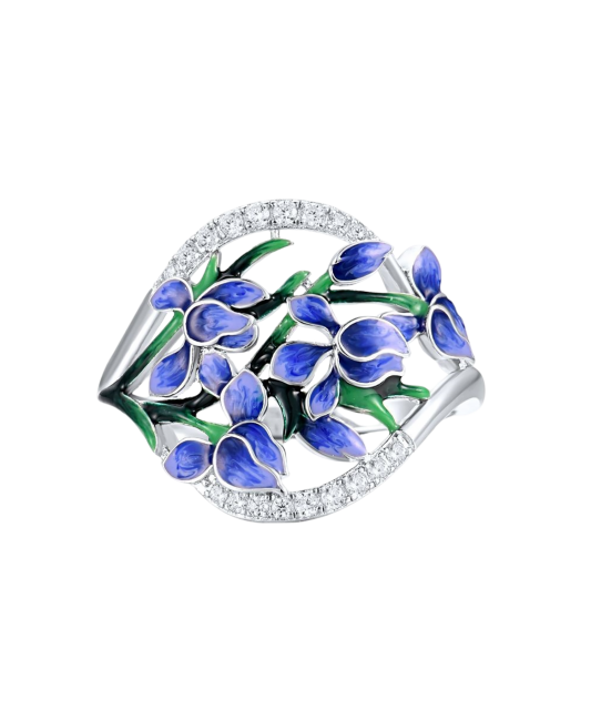 Sudraba gredzens ar emalju un cirkoniem