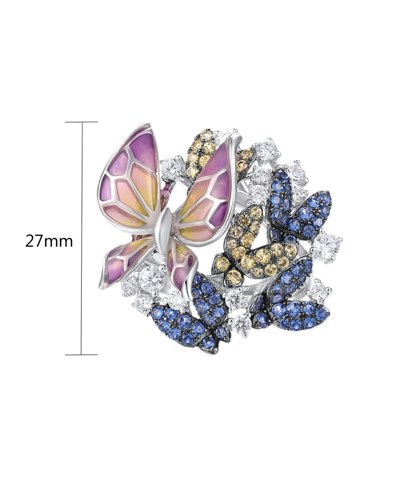 Кольцо из серебра с эмалью и фианитами