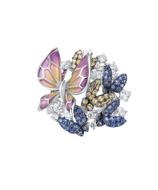 Sudraba gredzens ar emalju un cirkoniem - Sudraba gredzeni - Goldinga