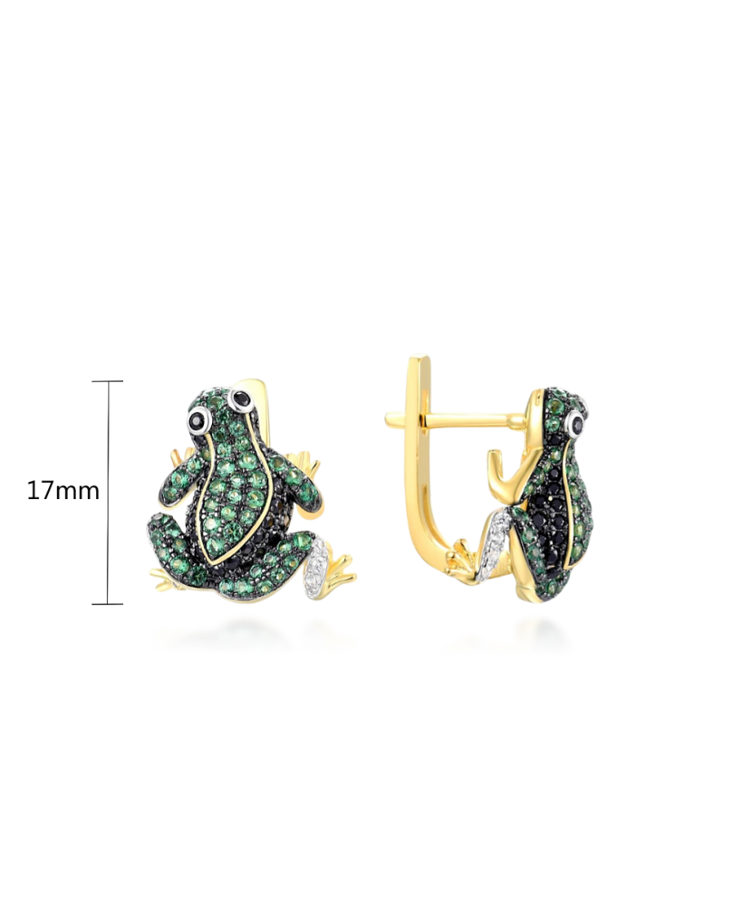 Apzeltīt sudraba auskari ar spineļiem un cirkoniem - Goldinga