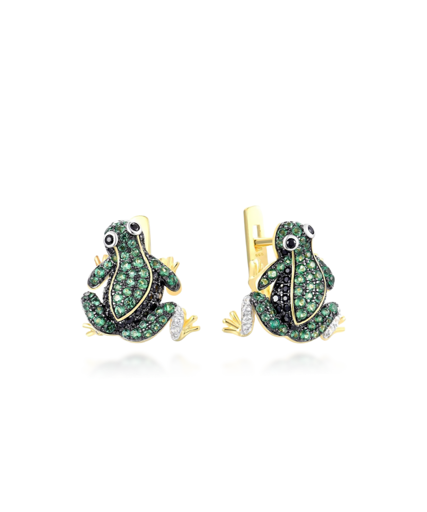 Apzeltīt sudraba auskari ar spineļiem un cirkoniem - Goldinga