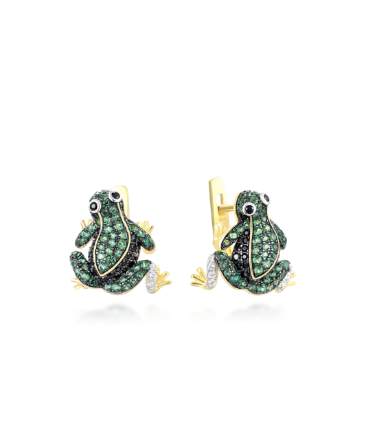 Apzeltīt sudraba auskari ar spineļiem un cirkoniem - Goldinga