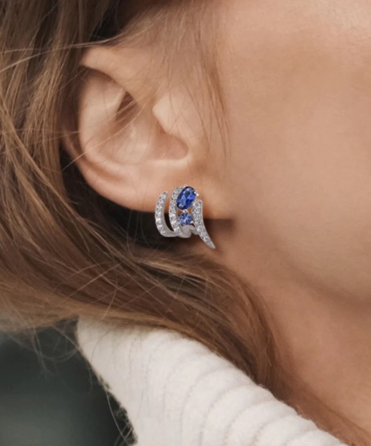 Серьги из серебра с цирконом и шпинели