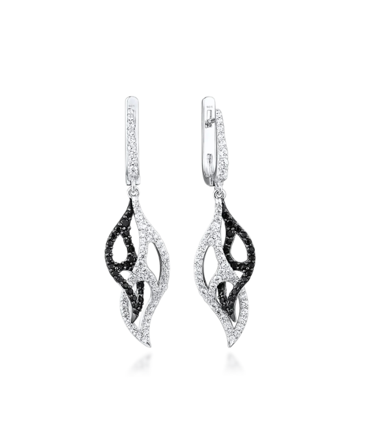 Серьги из серебра с цирконом и шпинели