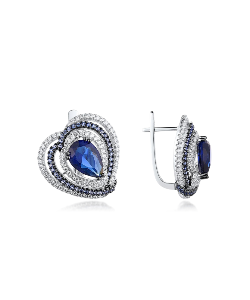 Серьги из серебра с цирконом и шпинели