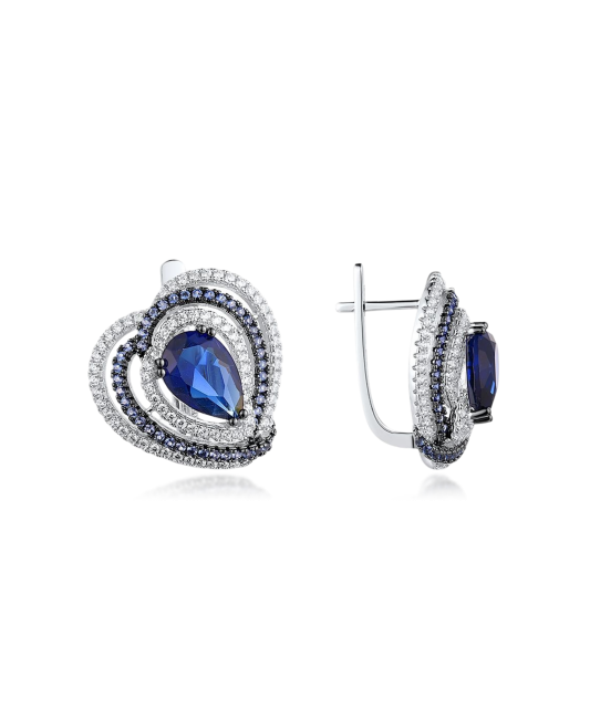 Серьги из серебра с цирконом и шпинели
