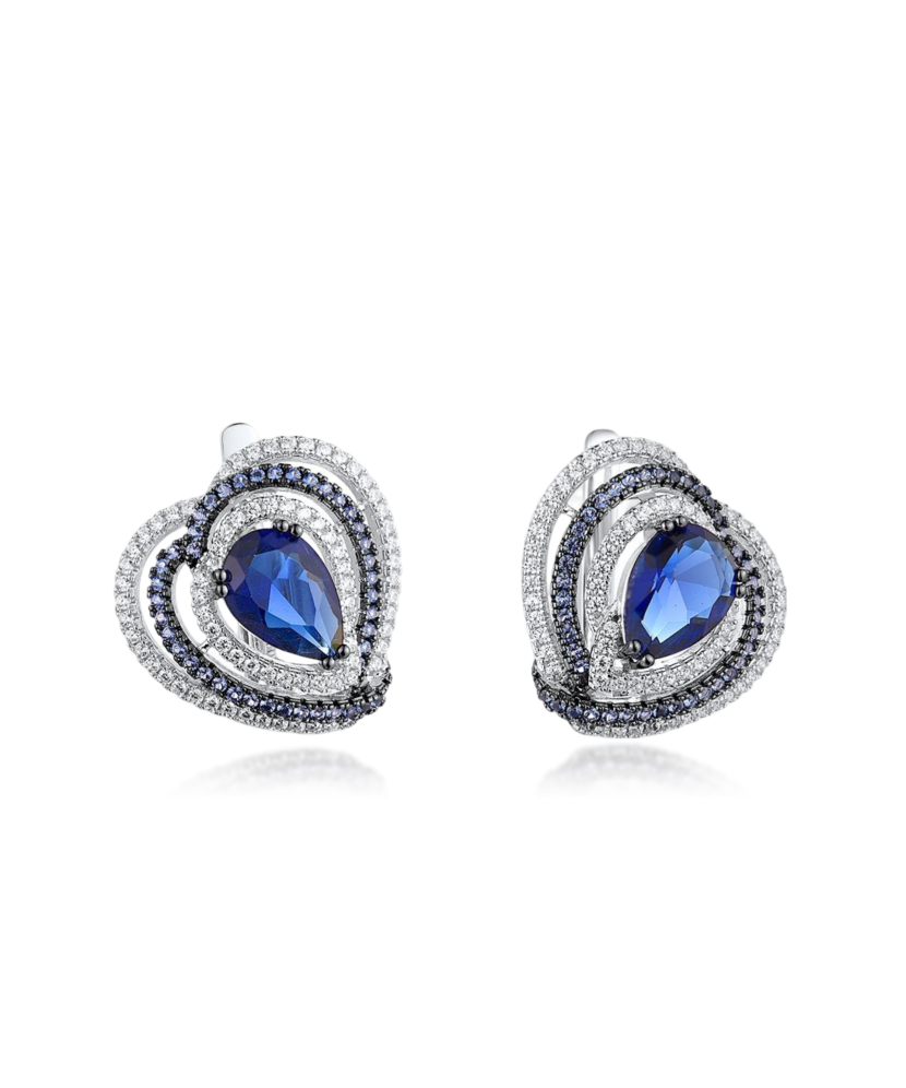 Серьги из серебра с цирконом и шпинели