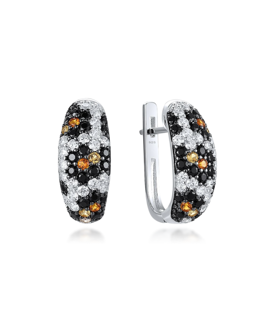 Серьги из серебра с цирконом и шпинели