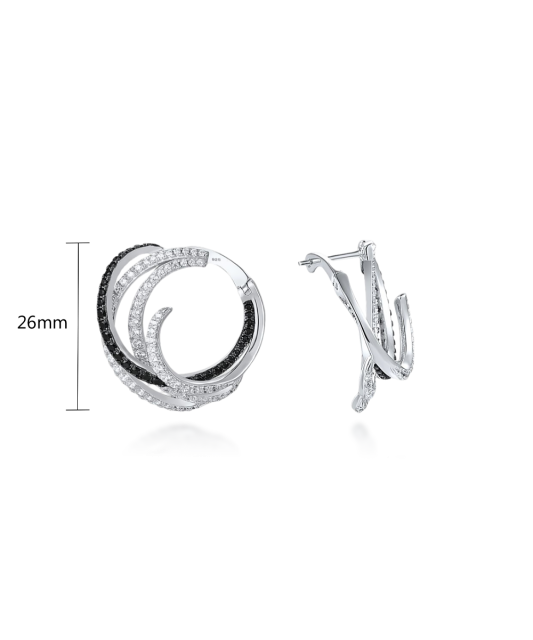 Серьги из серебра с цирконом и шпинели