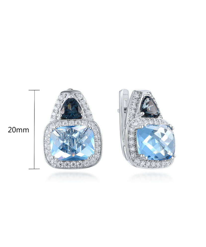 Серьги из серебра с цирконом и шпинели