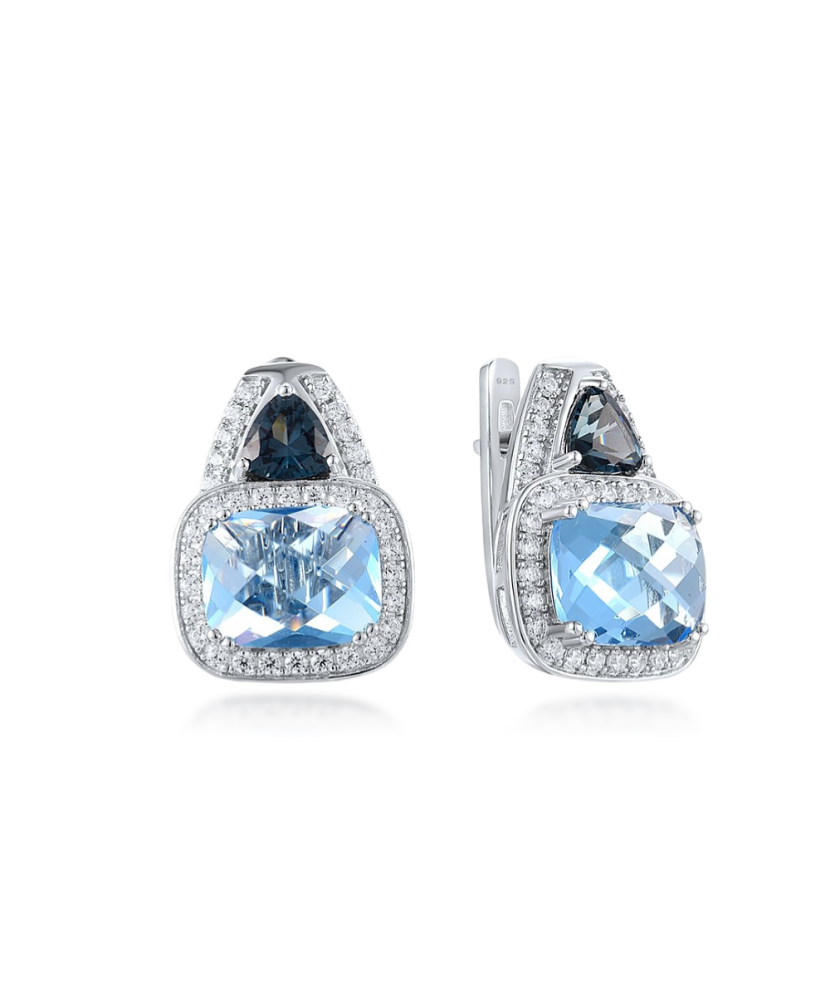 Серьги из серебра с цирконом и шпинели