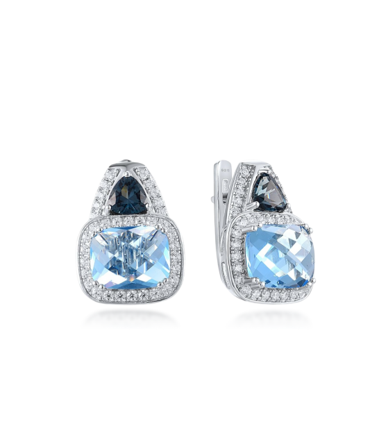 Серьги из серебра с цирконом и шпинели