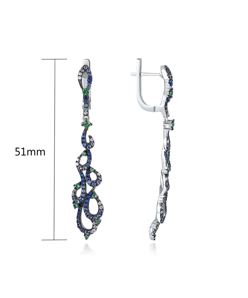 Серьги из серебра с цирконом и шпинели