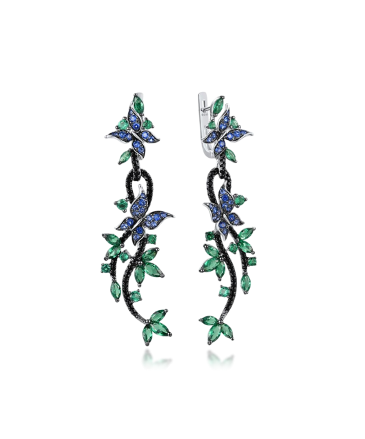 Sudraba auskari ar cirkonijiem un špineļiem