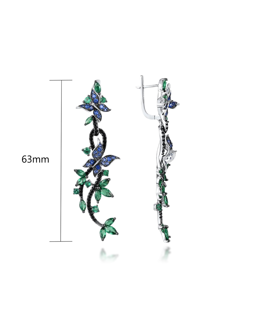 Sudraba auskari ar cirkonijiem un špineļiem