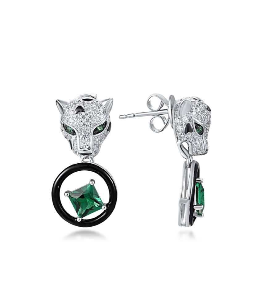 Серьги из серебра с цирконом и шпинели