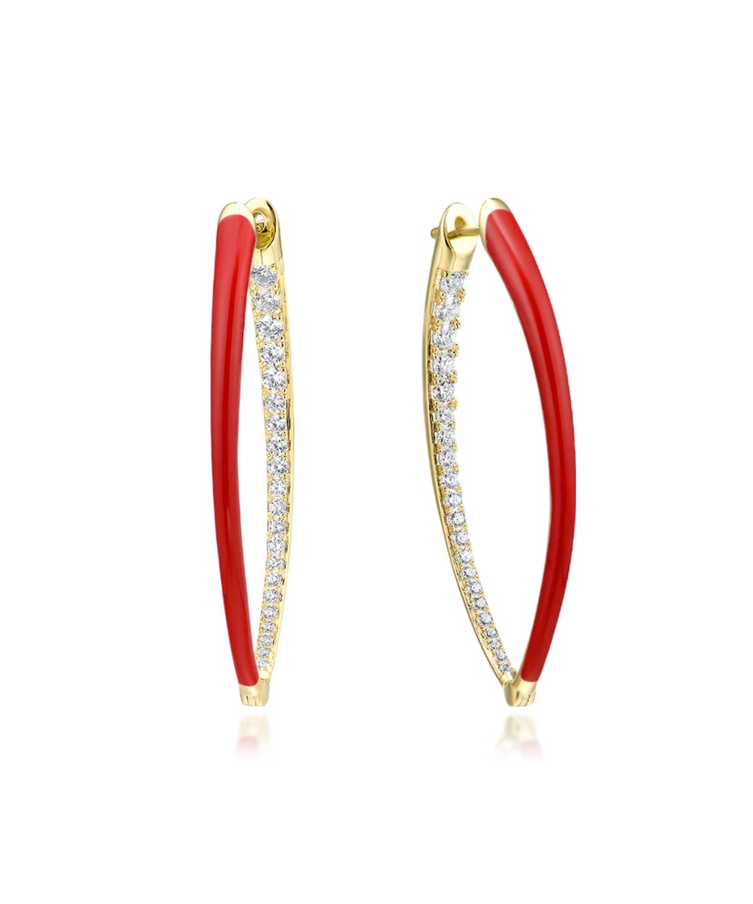 Apzeltīt sudraba auskari ar cirkoniem un emalju