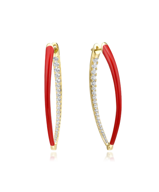 Apzeltīt sudraba auskari ar cirkoniem un emalju