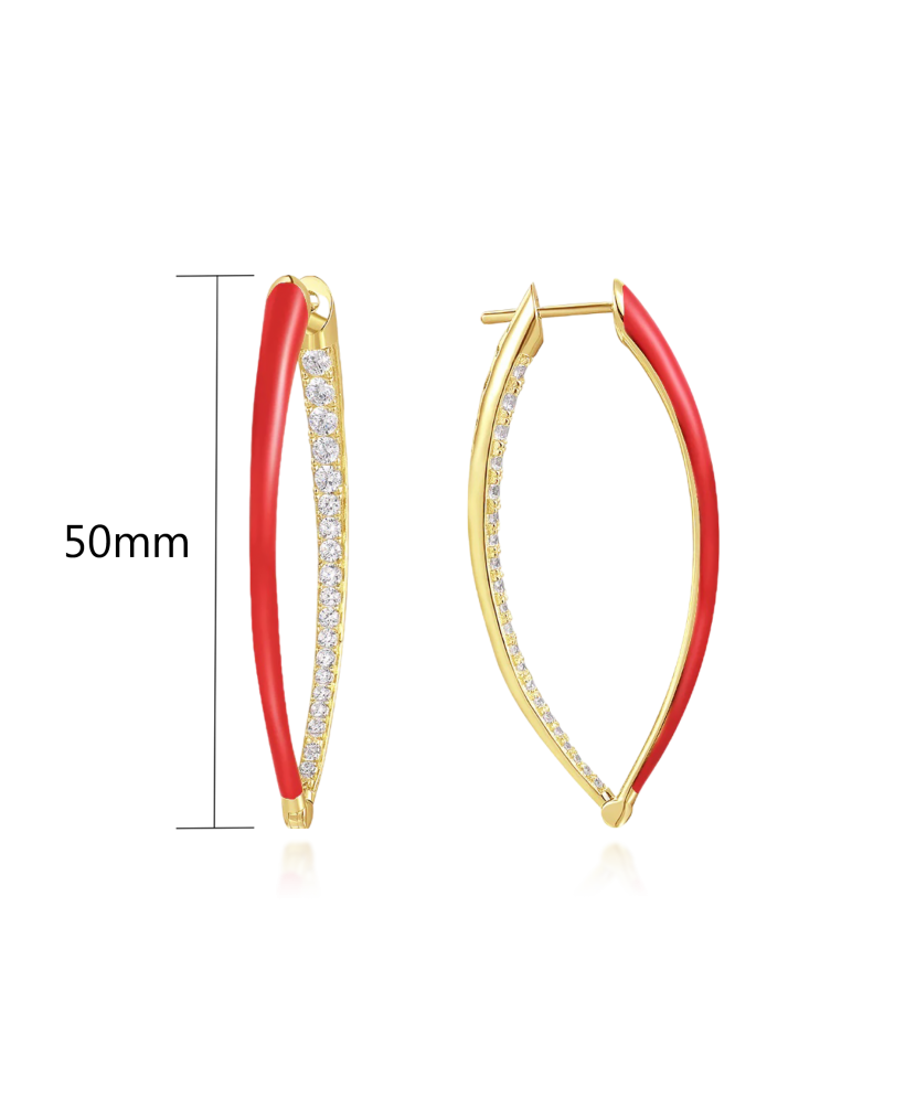 Apzeltīt sudraba auskari ar cirkoniem un emalju