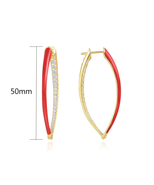 Apzeltīt sudraba auskari ar cirkoniem un emalju