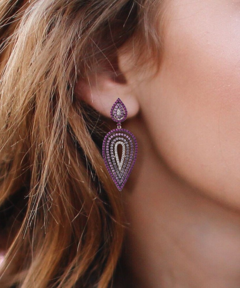 Nano safiiridega hõbekõrvarõngad