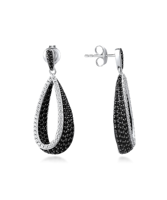 Серьги из серебра с цирконом и шпинели