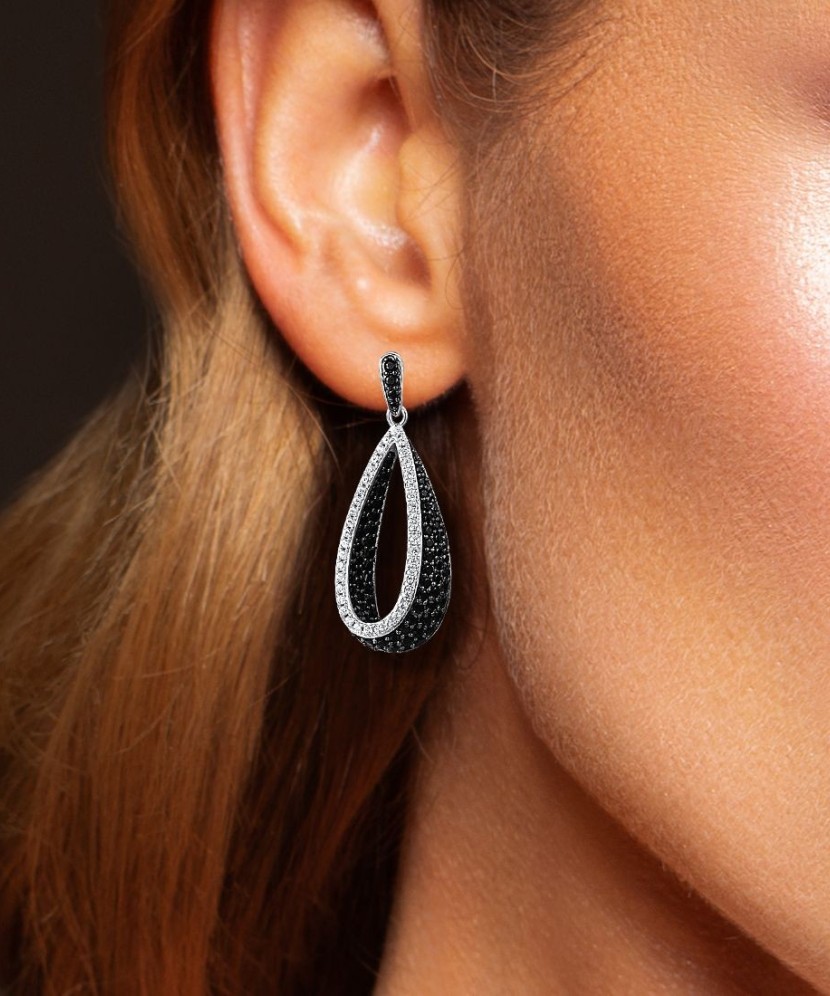 Sudraba auskari ar cirkonijiem un špineļiem