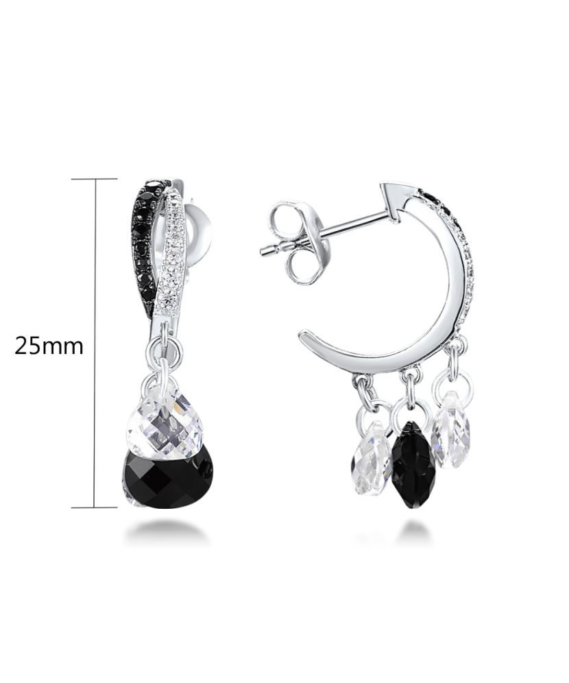 Sudraba auskari ar oniksu un spineļiem - Goldinga