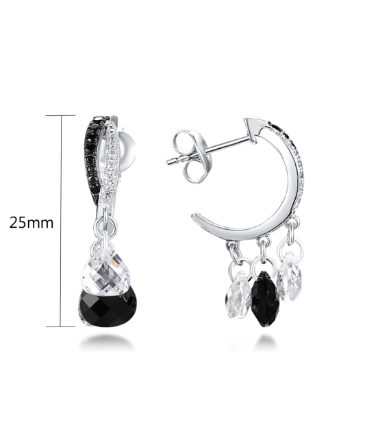 Sudraba auskari ar oniksu un spineļiem - Goldinga