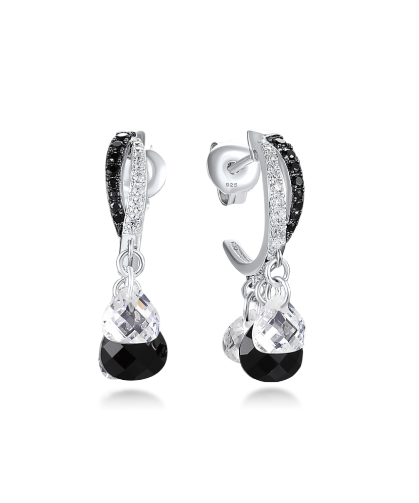 Sudraba auskari ar oniksu un spineļiem - Goldinga