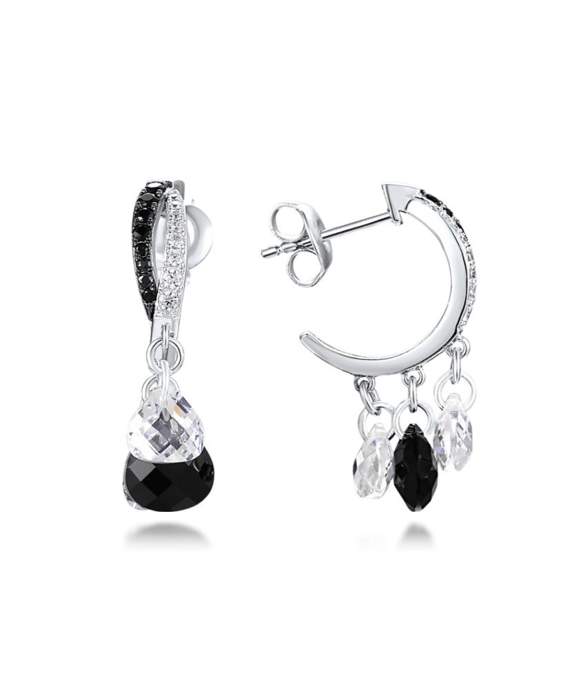 Sudraba auskari ar oniksu un spineļiem - Goldinga