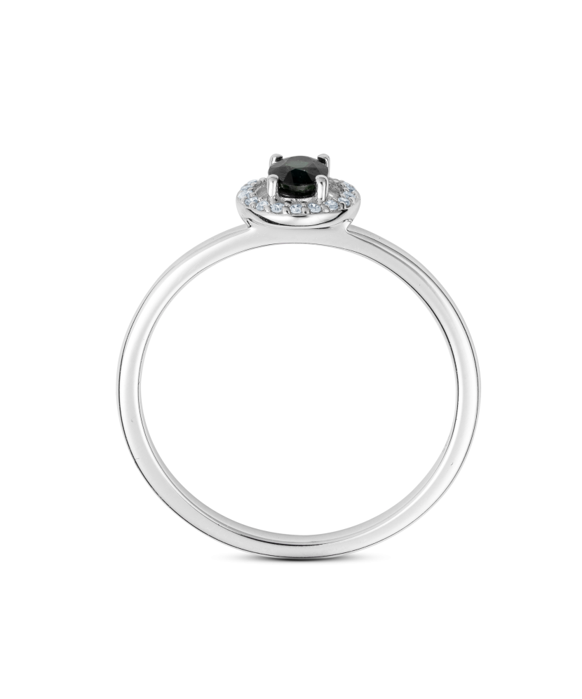 Кольцо из белого золота с сапфиром и бриллиантами