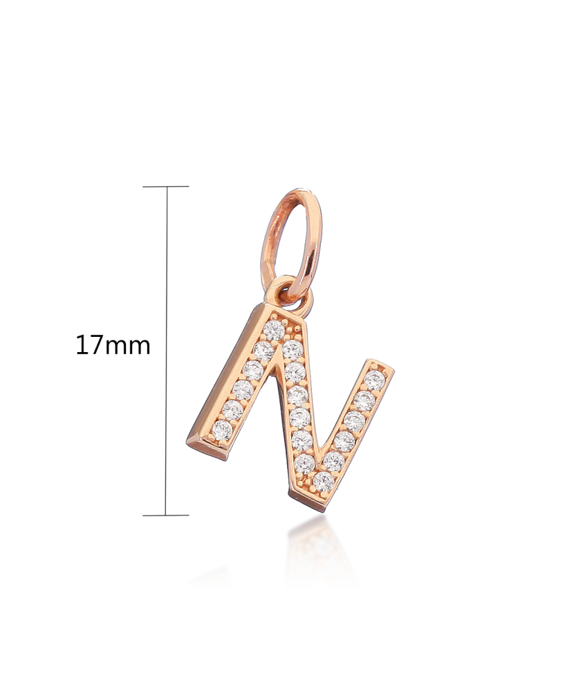 Zelta piekariņš ar cirkonijiem, N burts - Goldinga