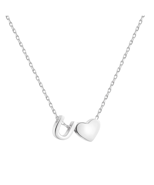 Серебряная цепочка с подвеской в виде буквы U