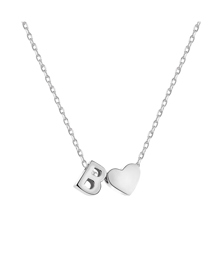 Серебряная цепочка с подвеской в виде буквы B